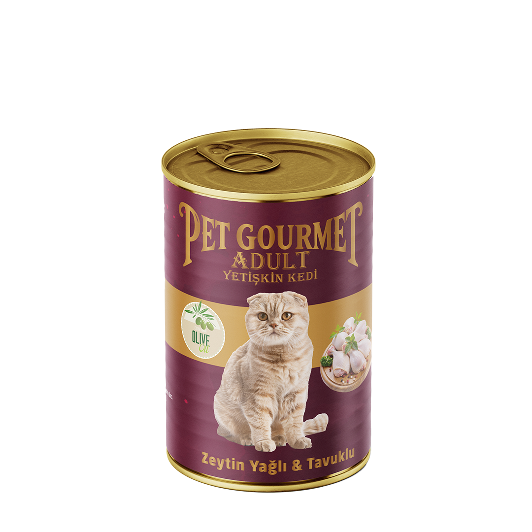 Pet Gourmet Premium Adult Zeytinyağlı Tavuklu Yetişkin Kedi Yaş Maması 400gr ( 6'lı Ekonomik Paket)