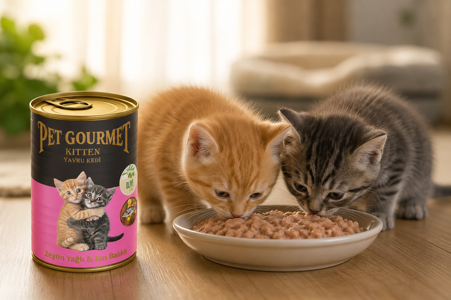 Pet Gourmet Premium Zeytinyağlı Ton Balıklı Yavru Kedi Yaş Maması 400gr ( 12'li Avantaj Paketi)
