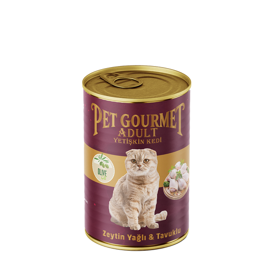 Pet Gourmet Premium Adult Zeytinyağlı Tavuklu Yetişkin Kedi Yaş Maması 400gr ( 6'lı Ekonomik Paket)