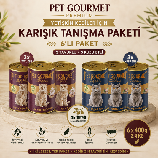 Pet Gourmet Premium Yetişkin Kedi Karışık Tanışma Paketi – 6'lı