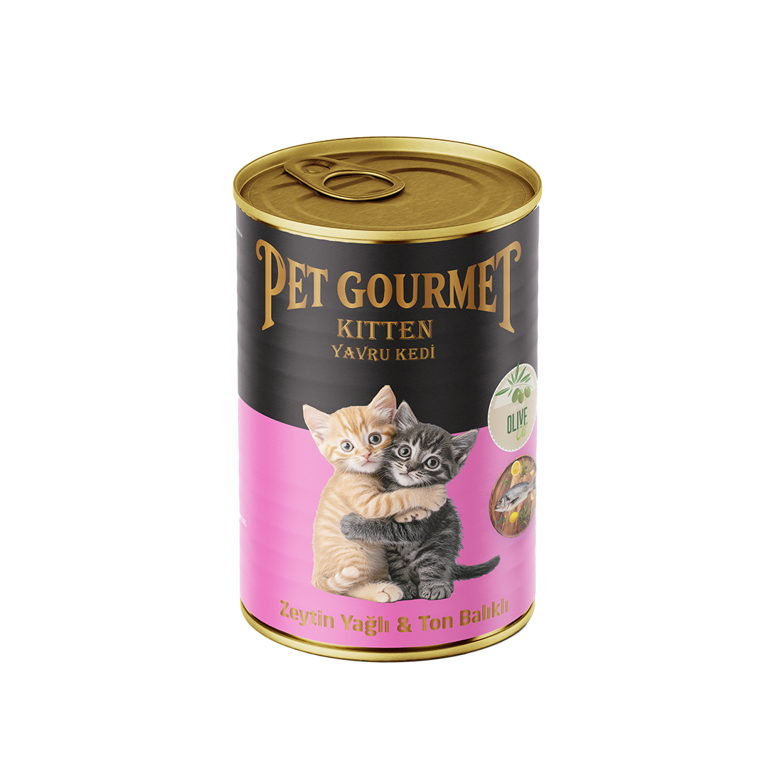 Pet Gourmet Premium Zeytinyağlı Ton Balıklı Yavru Kedi Yaş Maması 400gr ( 12'li Avantaj Paketi)