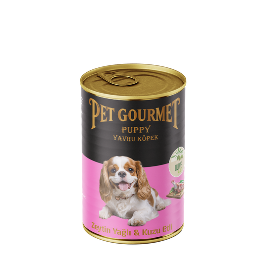 Pet Gourmet Premium Puppy Zeytinyağlı Kuzu Etli Yavru Köpek Yaş Maması 400 g ( 12'li Avantaj Paketi)