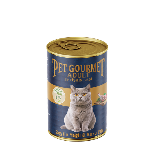 Pet Gourmet Premium Zeytinyağlı Kuzu Etli Yetişkin Kedi Yaş Maması 400gr ( 12'li Avantaj Paketi)